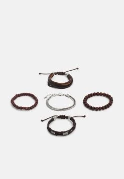 Pier One 5PACK - Armband - Brown, Silver-coloured -Pier One 78101c85fdfe4c56bc39b936707e5c84 1