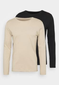 Pier One 2 PACK - Langarmshirt - Beige/black